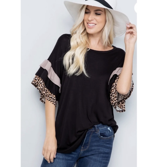 Celeste Tops - Celeste Ruffle Sleeve Tunic
